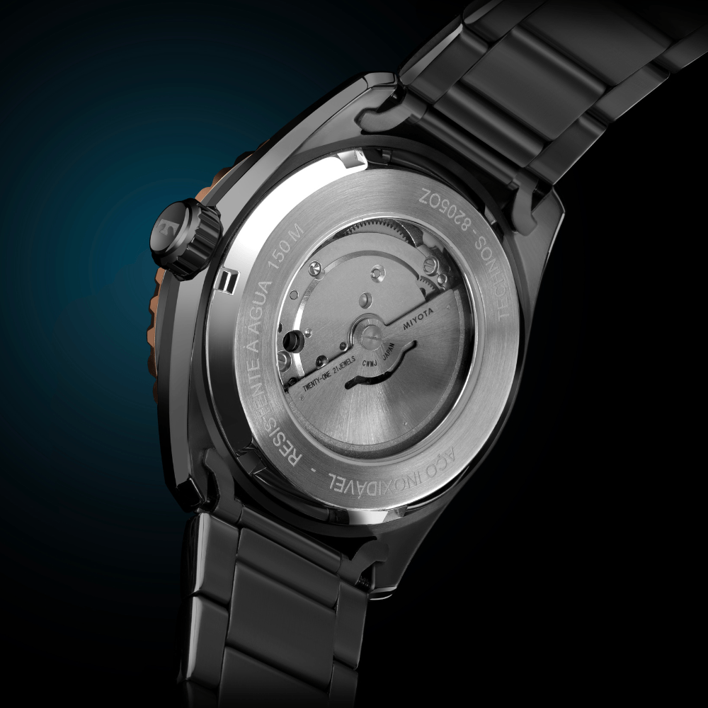 Relógio Technos Masculino Automático Bicolor Diver 8205OY/1P – 150m, Miyota 21 Jewels, Caixa 43mm
