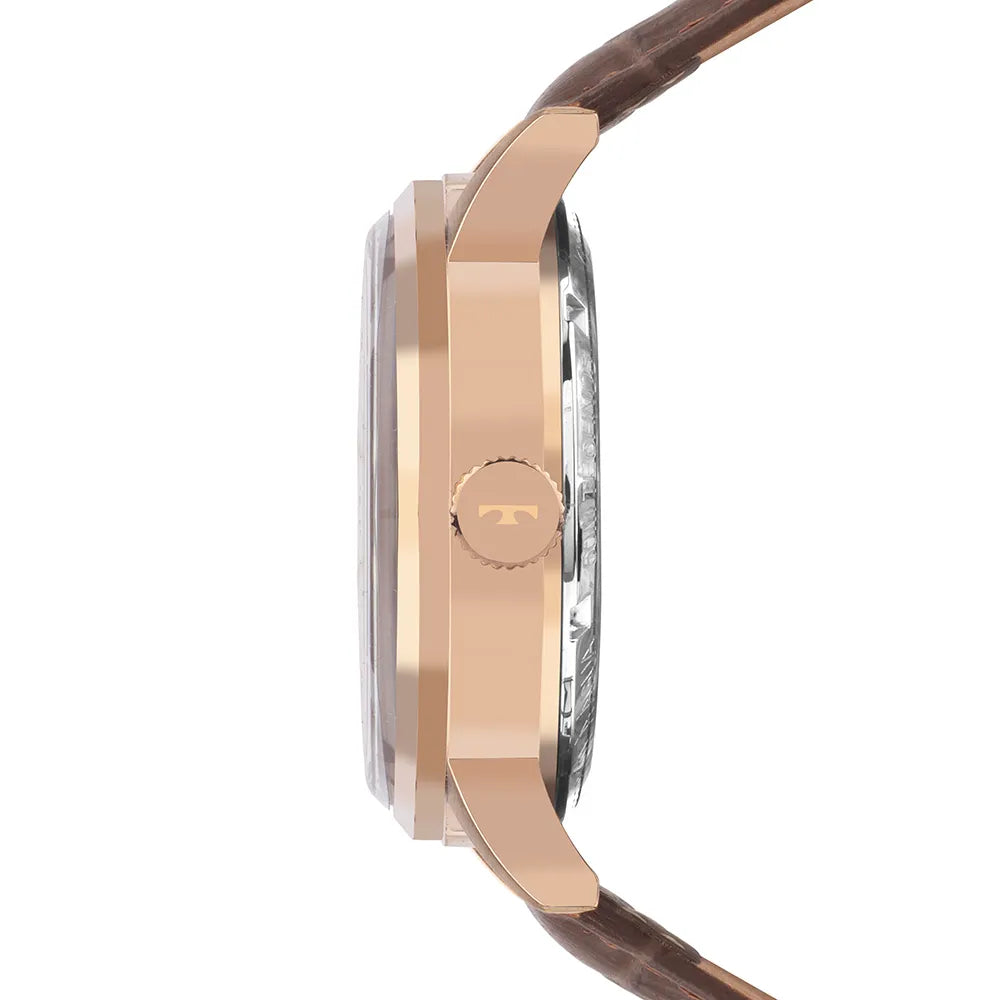 Relógio Technos Masculino Automático Rosé G3265AW/0M – Open Heart, Couro Marrom, Caixa 42mm, 50m