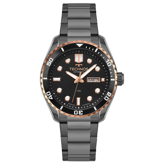 Relógio Technos Masculino Automático Bicolor Diver 8205OY/1P – 150m, Miyota 21 Jewels, Caixa 43mm