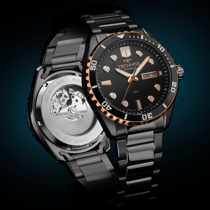 Relógio Technos Masculino Automático Bicolor Diver 8205OY/1P – 150m, Miyota 21 Jewels, Caixa 43mm