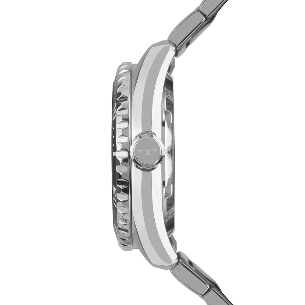 Relógio Technos Masculino Automático Prata Diver 8205PA/1R – 150m, Miyota 21 Jewels, Caixa 43mm