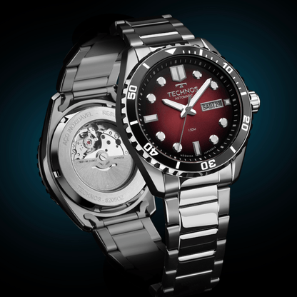 Relógio Technos Masculino Automático Prata Diver 8205PA/1R – 150m, Miyota 21 Jewels, Caixa 43mm