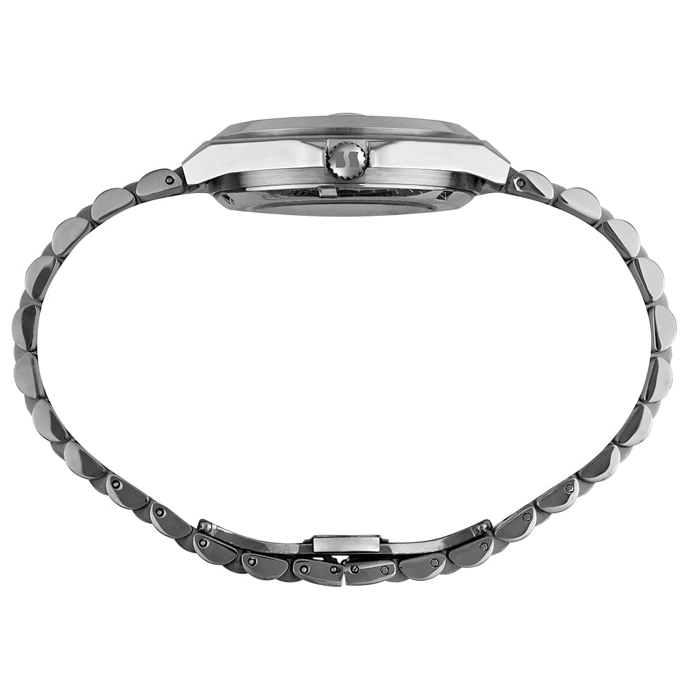 Relógio Seculus Masculino Automático Fundo Transparente Visor Preto – Safira, Miyota 8215, Caixa 40mm