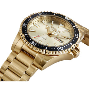 Relógio Seculus Automático Masculino Dourado Fundo Transparente 44237GPSVDA3 – Miyota 8205, Bisel Giratório, 42mm