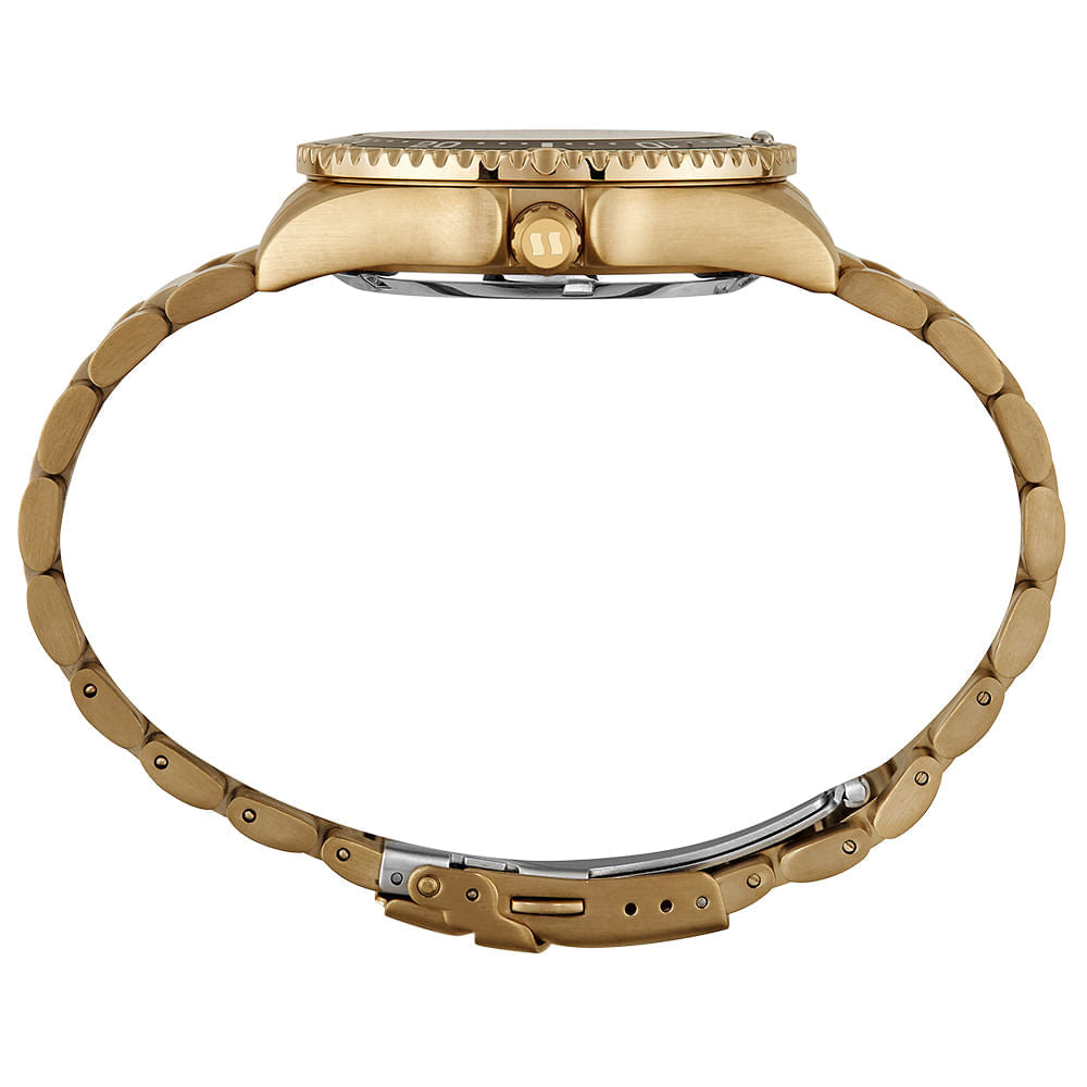 Relógio Seculus Automático Masculino Dourado Fundo Transparente 44237GPSVDA3 – Miyota 8205, Bisel Giratório, 42mm