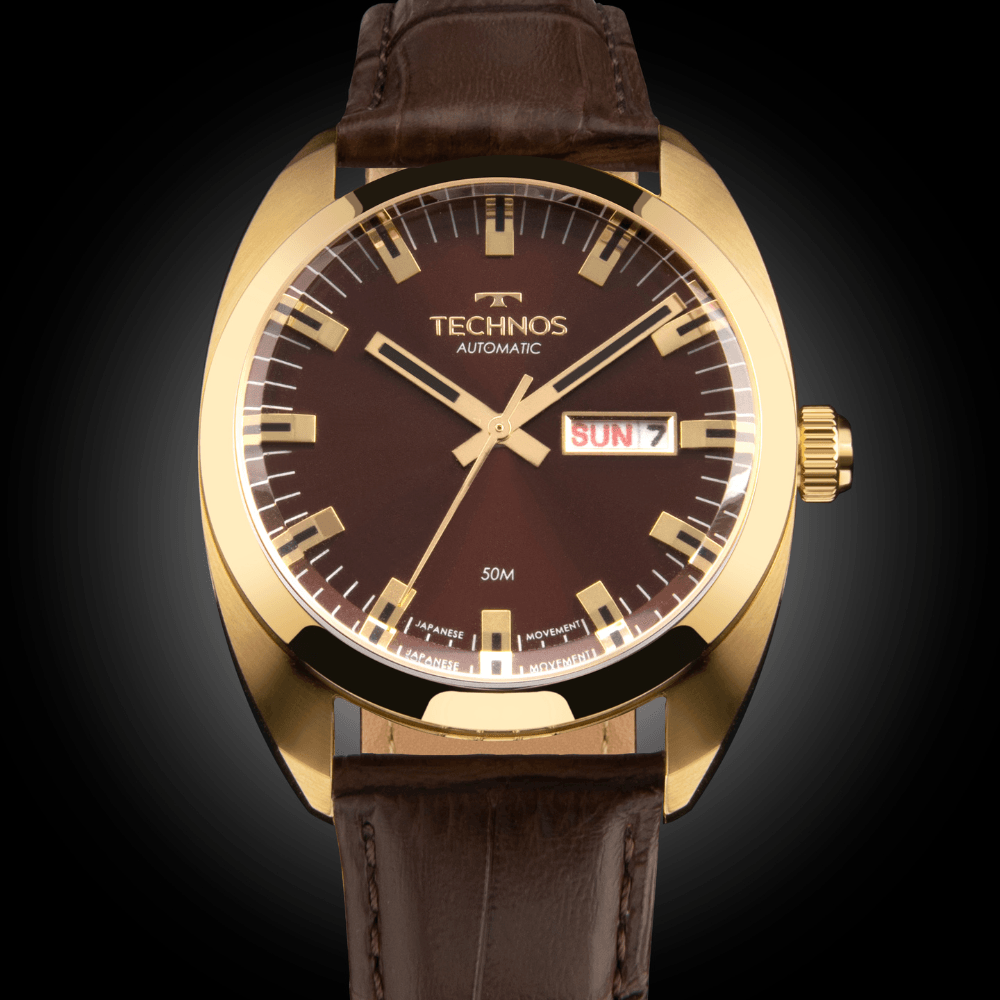 Relógio Technos Masculino Automático Dourado 8205OP/0M – Edição Centenário, Miyota 21 Jewels, Caixa 40mm