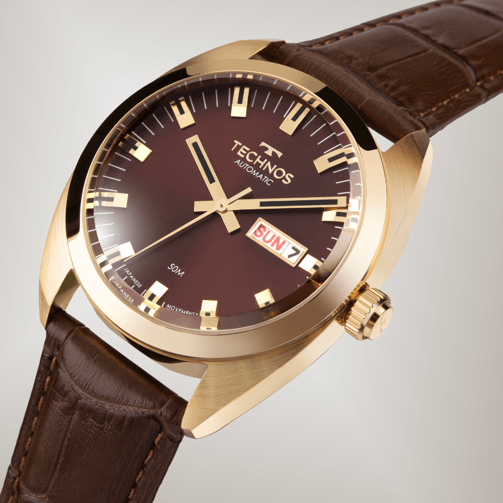 Relógio Technos Masculino Automático Dourado 8205OP/0M – Edição Centenário, Miyota 21 Jewels, Caixa 40mm