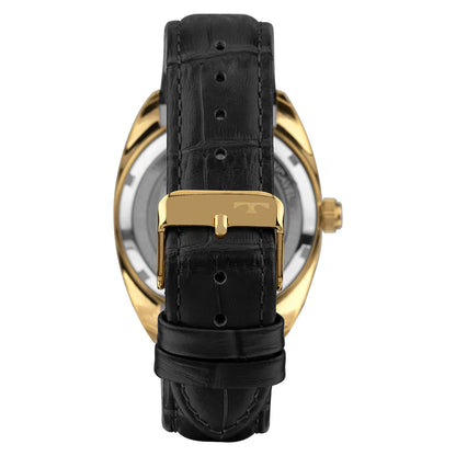 Relógio Technos Masculino Automático Dourado 8205OW/0K – Caixa 40mm, Pulseira Couro Preto, 5 ATM