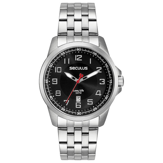 Relógio Séculus Masculino Casual Aço Prata 44200G0SVNA1 – Caixa 42mm, Pulseira Inox, Resistência 5 ATM