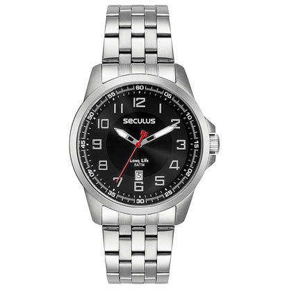 Relógio Séculus Masculino Casual Aço Prata 44200G0SVNA1 – Caixa 42mm, Pulseira Inox, Resistência 5 ATM