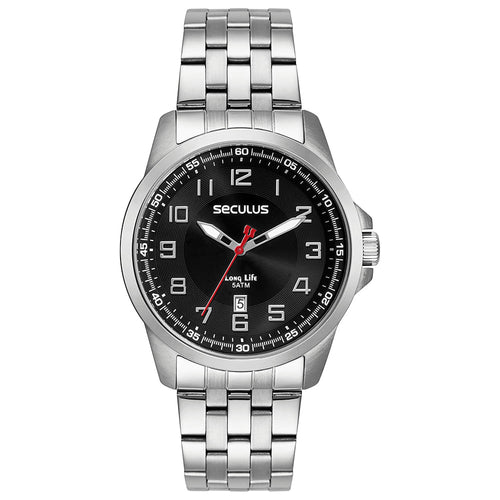 Relógio Séculus Masculino Casual Aço Prata 44200G0SVNA1 – Caixa 42mm, Pulseira Inox, Resistência 5 ATM