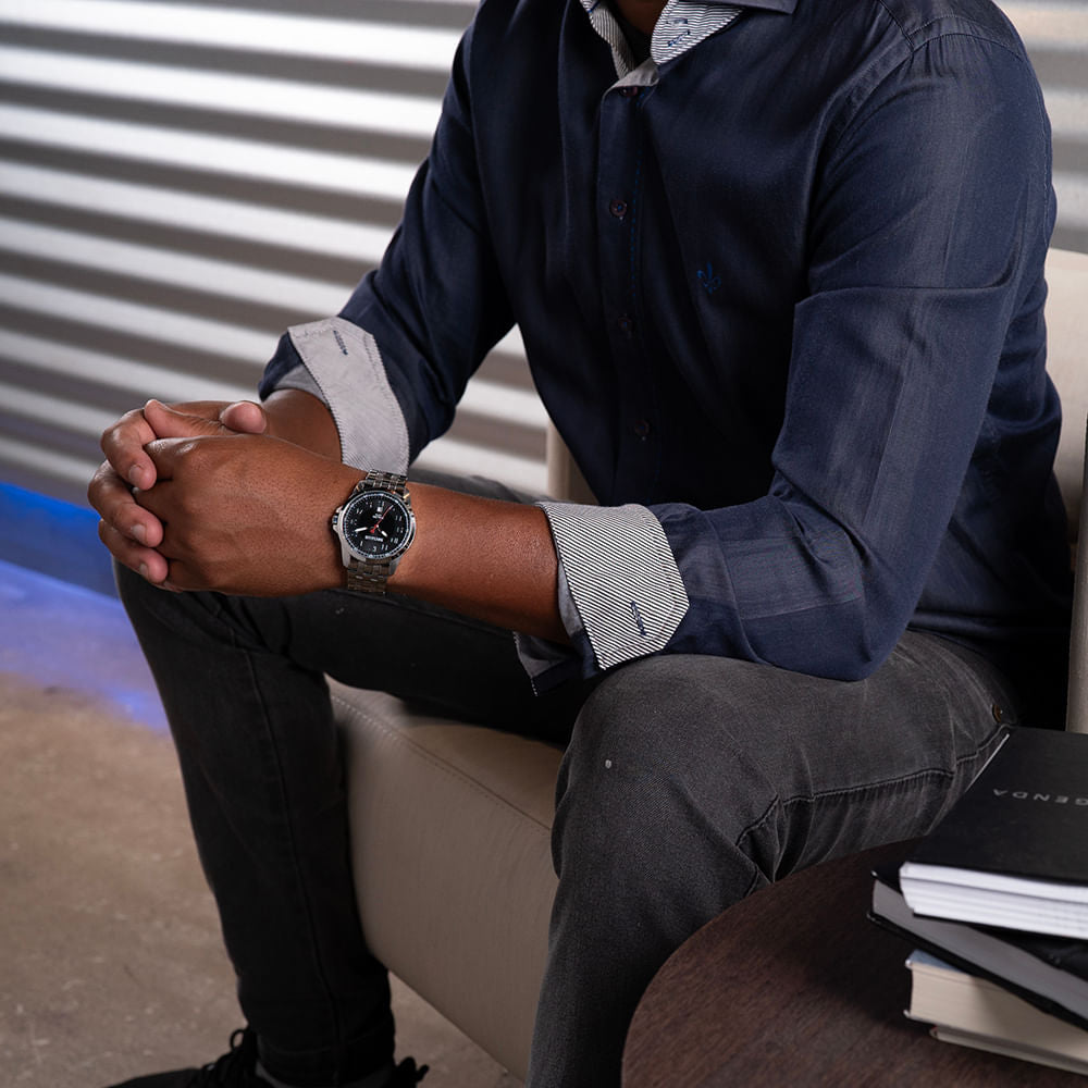 Relógio Séculus Masculino Casual Aço Prata 44200G0SVNA1 – Caixa 42mm, Pulseira Inox, Resistência 5 ATM