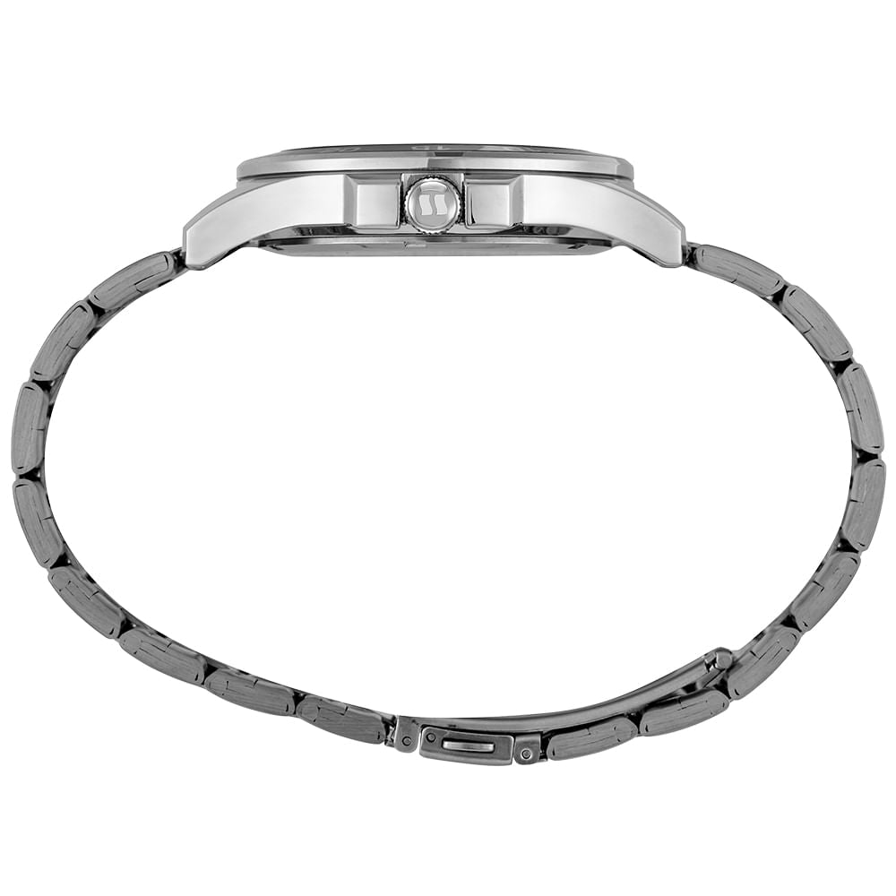 Relógio Séculus Masculino Aço Prata 23729G0SVNA1 – Caixa 44mm, Calendário, Mostrador Preto, Resistência 5 ATM