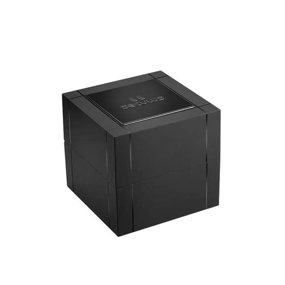 Relógio Séculus Masculino Aço Prata 23729G0SVNA1 – Caixa 44mm, Calendário, Mostrador Preto, Resistência 5 ATM