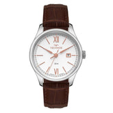Relógio Technos Masculino Executive Prata com Pulseira de Couro Marrom 41mm - 2115TYZ/0E