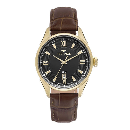 Relógio Technos Masculino Executive Dourado com Pulseira de Couro Marrom - 2115TYE/0M