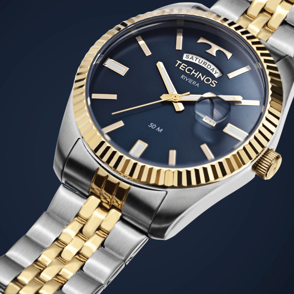 Relógio Technos Masculino Riviera Dourado Bicolor – 2350AM/1A