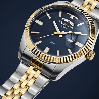Relógio Technos Masculino Riviera Dourado Bicolor – 2350AM/1A