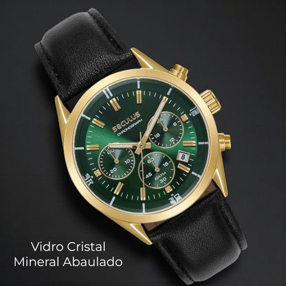 Relógio Seculus Cronógrafo 77339GPSVDC2 Vidro Abaulado Verde