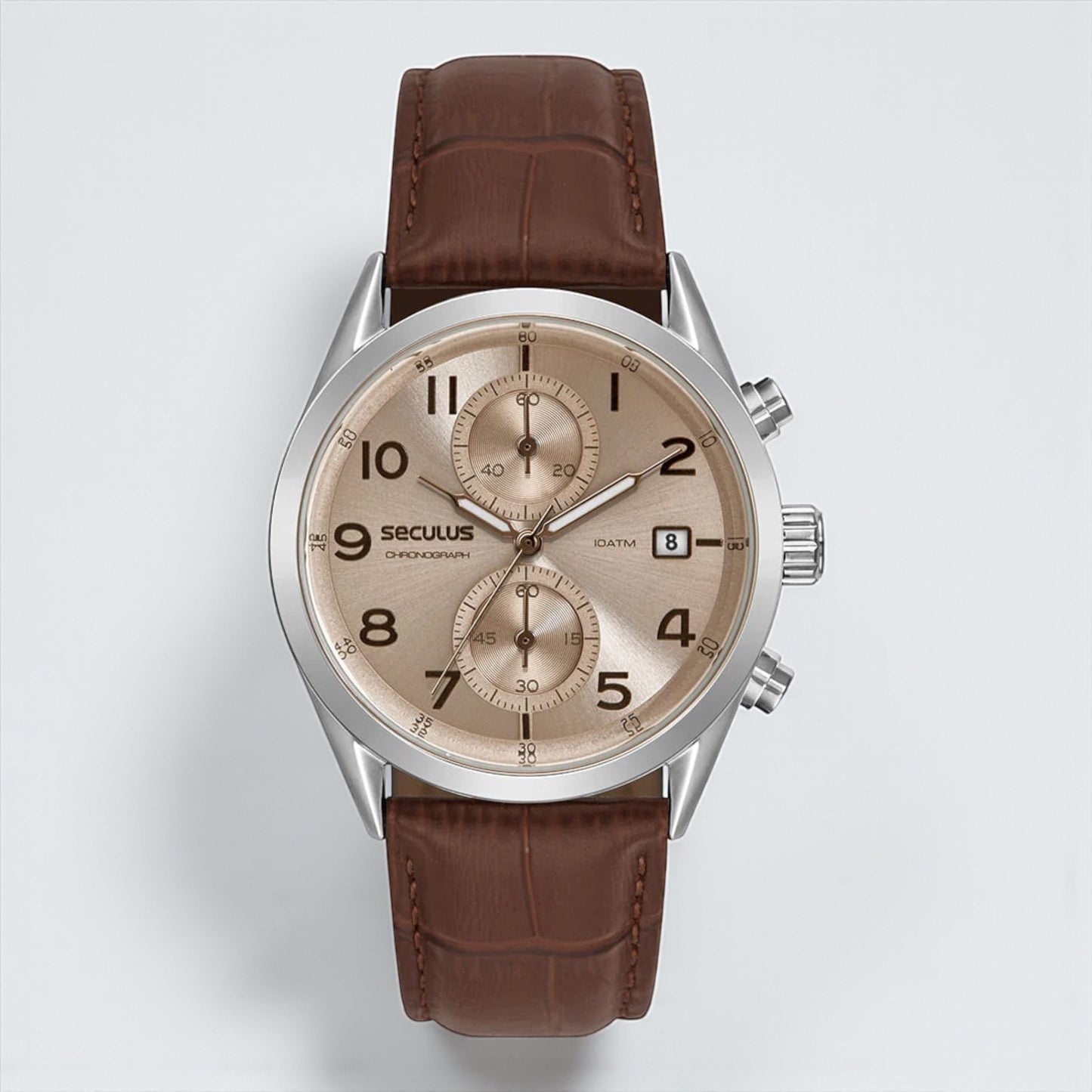 Relógio Masculino Analógico Cronógrafo Couro Croco